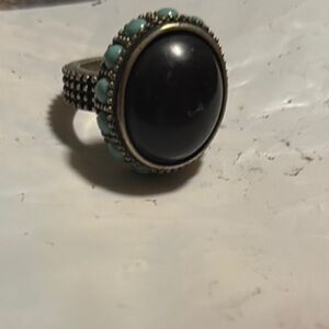 Vintage Silver Ring with Black Stone